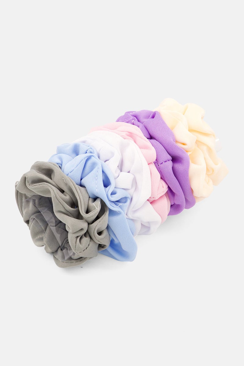 Expressions 12Pcs Fashion Hair Scrunchies, Pink/White Combo - Image 3